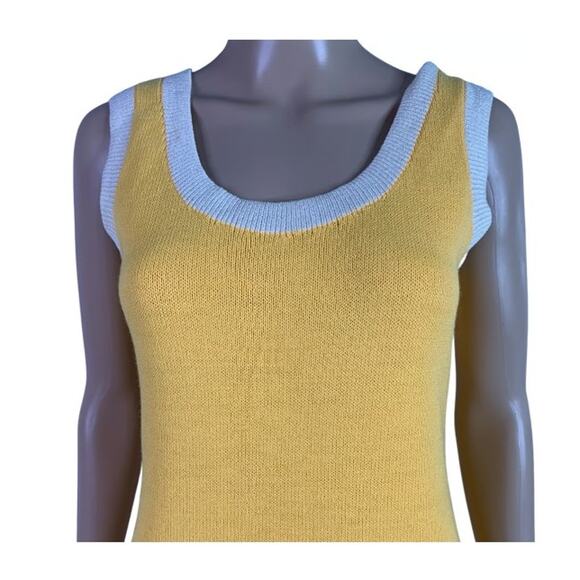 St. John Separates Women's Small Knit Shift Dress Knee High Sleeveless Yellow - Picture 3 of 9